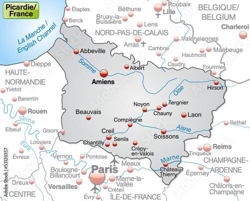 Umgebungskarte der Region Picardie in Frankreich