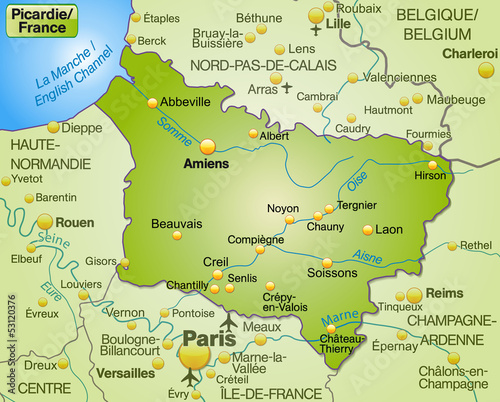 Umgebungskarte der Region Picardie in Frankreich