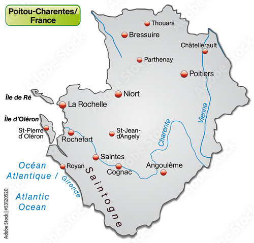 Inselkarte der Region Poitou-Charentes in Frankreich