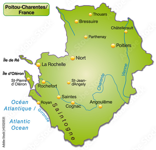 Inselkarte der Region Poitou-Charentes in Frankreich