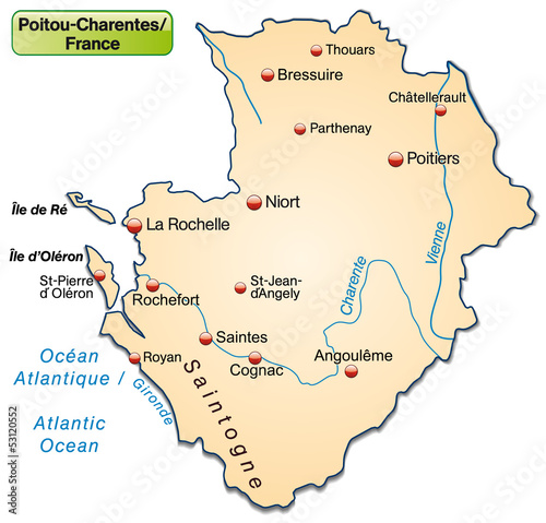Inselkarte der Region Poitou-Charentes in Frankreich