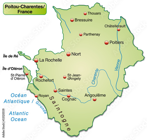 Inselkarte der Region Poitou-Charentes in Frankreich