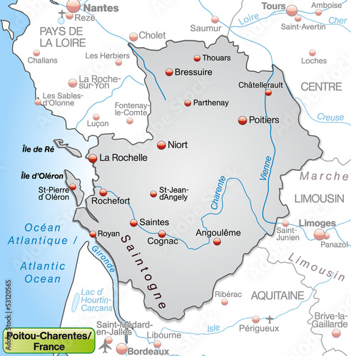 Karte der Region Poitou-Charentes in Frankreich