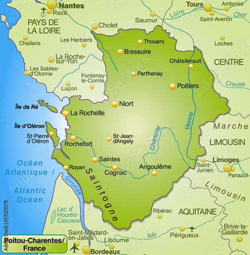 Karte der Region Poitou-Charentes in Frankreich