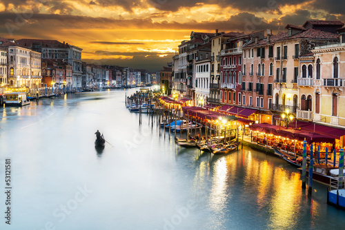 Grand Canal at night, Venice photo