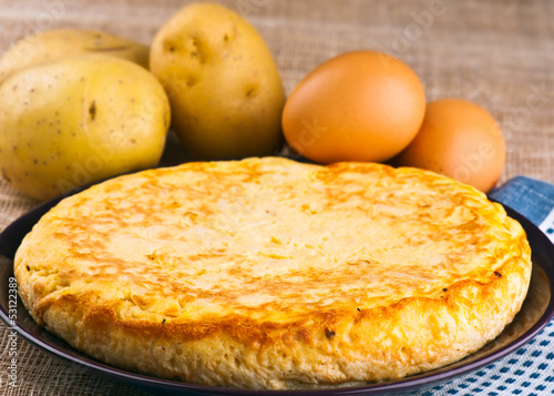 Eggs and potatoes. Omelette typical Spanish cuisine
