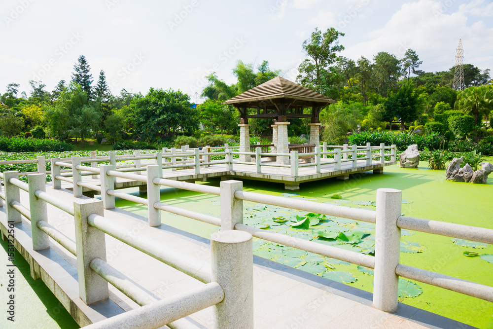 Chinese pavilion above the lotus pond Chinese pavilion above the lotus pond