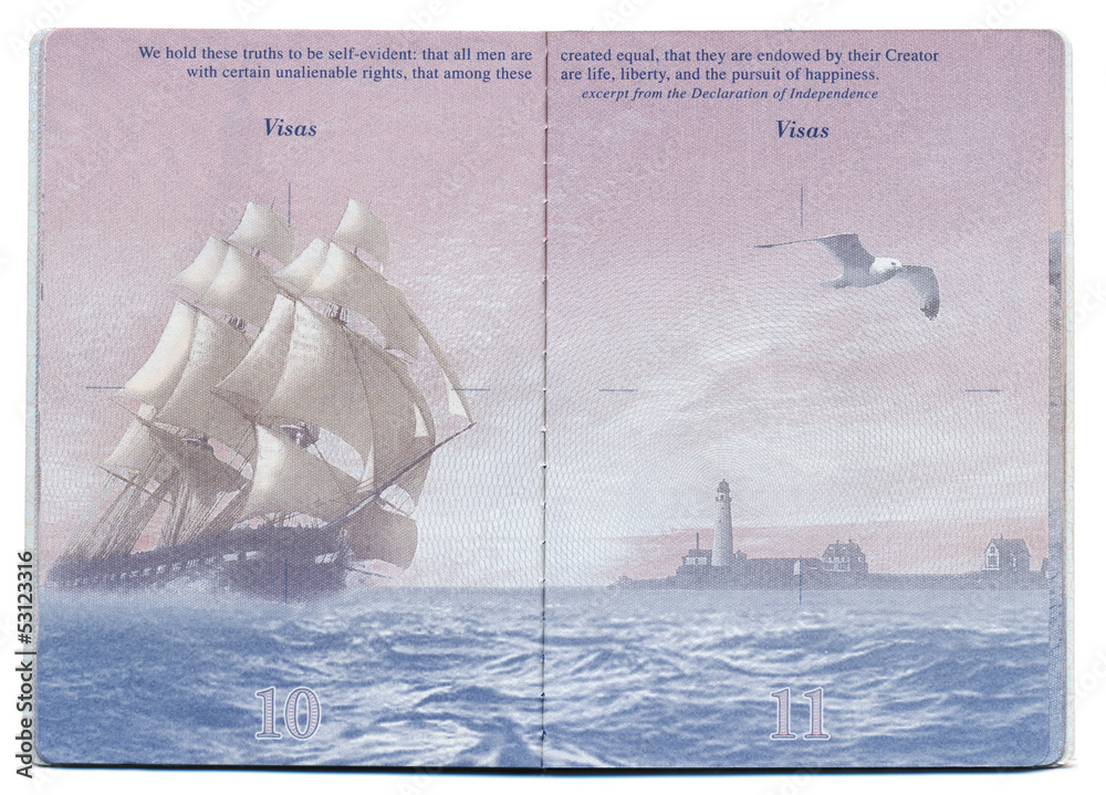 Naklejka premium USA Passport Blank Page