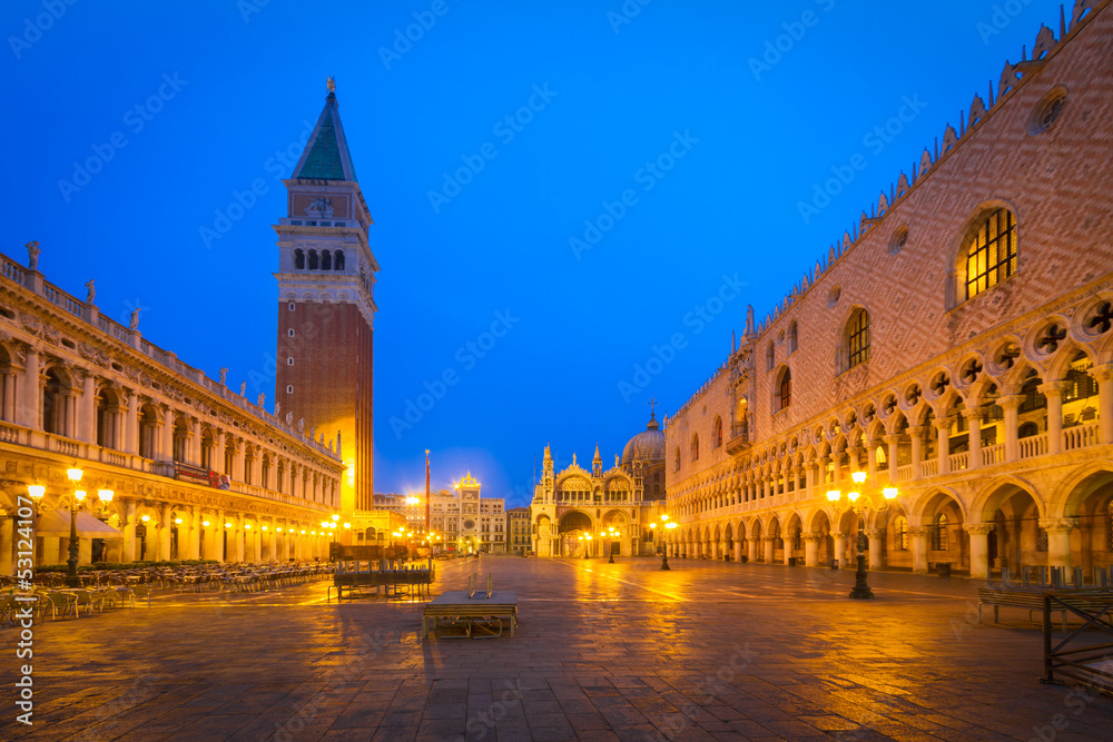Piazza San Marco at dawn, Venice, Italy