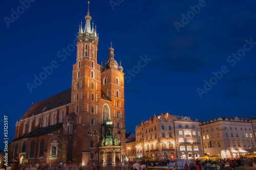 The Main Market Square in Krakow with St. Mary s Basilica
