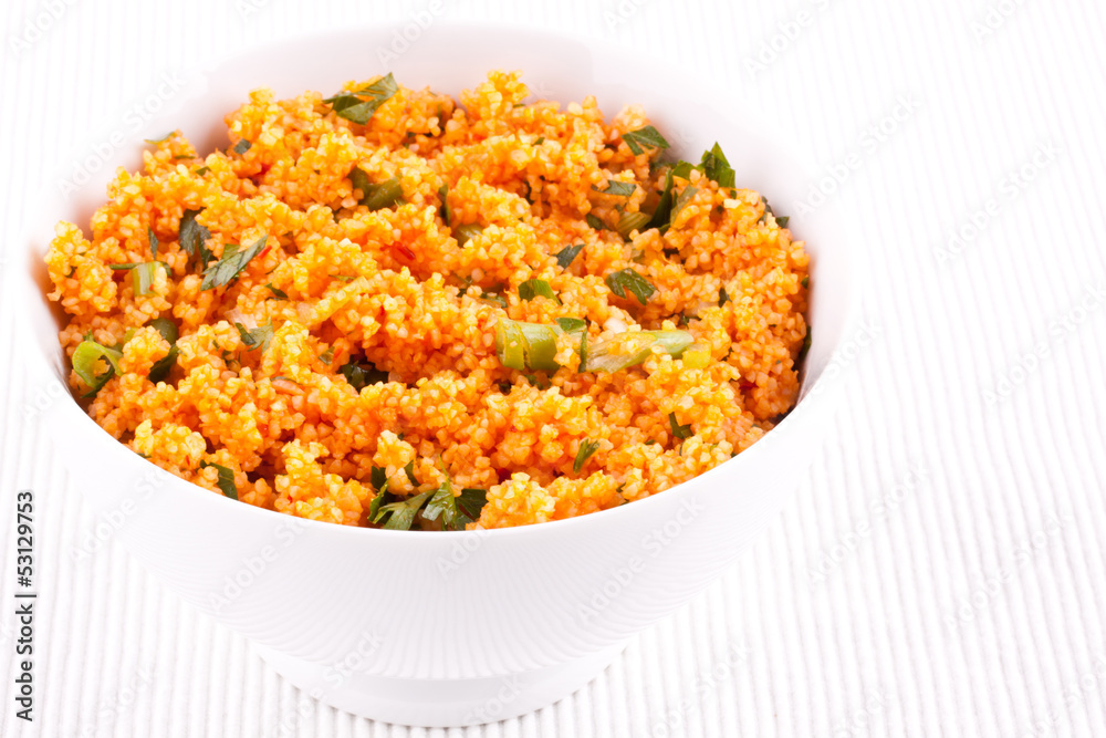 Kisir, Bulgur salad with tomato paste, parsley and onion Kisir, Bulgur salad with tomato paste, parsley and onion