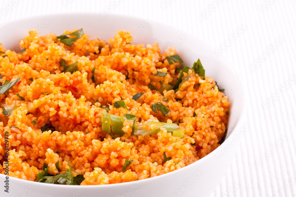 Kisir, Bulgur salad with tomato paste, parsley and onion Kisir, Bulgur salad with tomato paste, parsley and onion