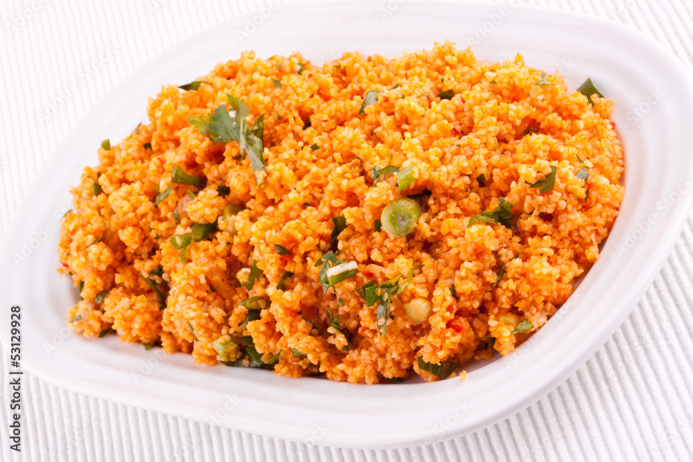 Kisir, Bulgur salad with tomato paste, parsley and onion Kisir, Bulgur salad with tomato paste, parsley and onion