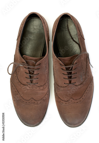 pair of brown casual design women's shoes. View from above
