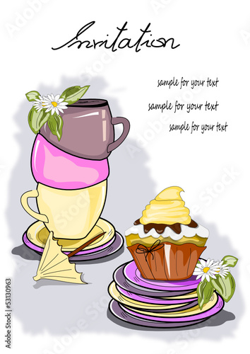 Einladung mit Kaffee, Tee und Muffin