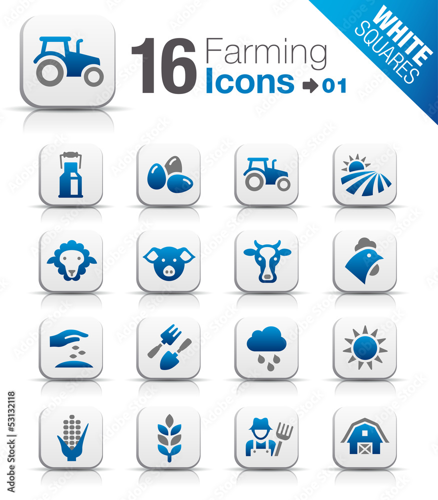 White Squares - Agriculture and Farming icons White Squares - Agriculture and Farming icons
