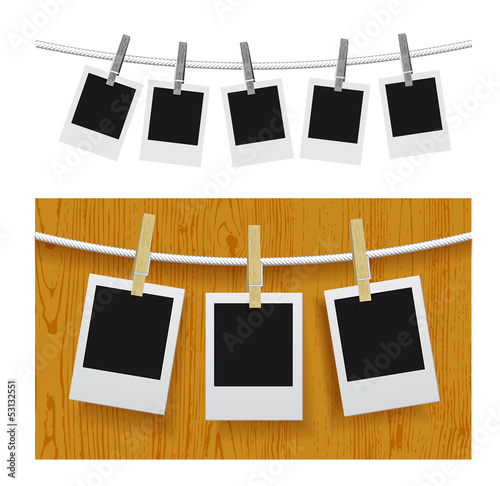 Wallpaper Mural Photo frames with pins on rope Torontodigital.ca