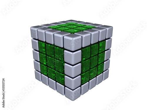 3D Cube - Metal and Glass