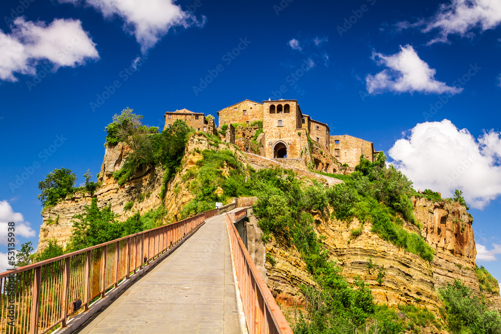 View of the city Bagnoregio on the hill, Tuscany