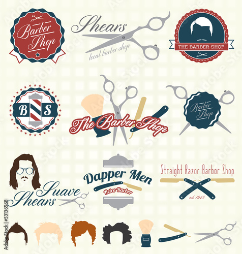 Vector Set: The Barbershop Labels and Icons