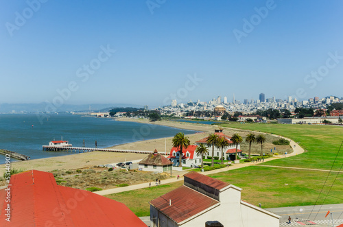 Presidio of San Francisco and Skyline in Backgroud