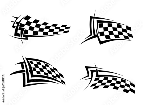 Tribal signs with checkered flags