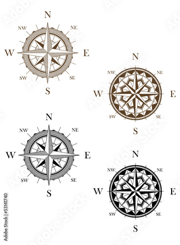 Set of vintage compass signs