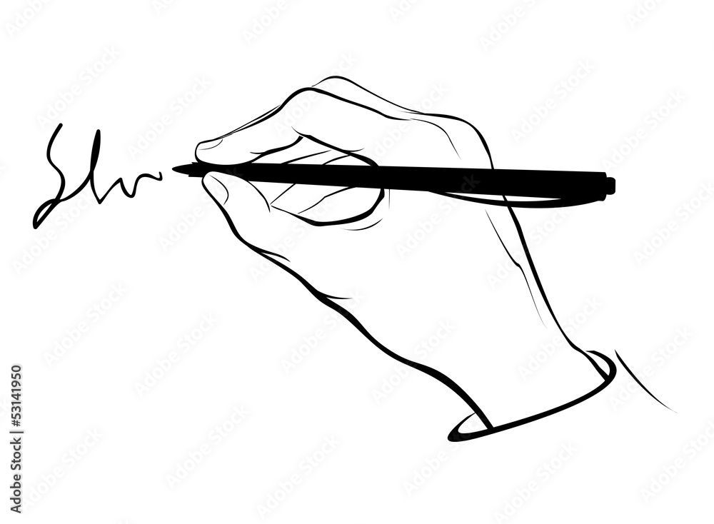 Naklejka premium Writing hand outline