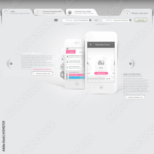 website template  with mobile phone advertisement