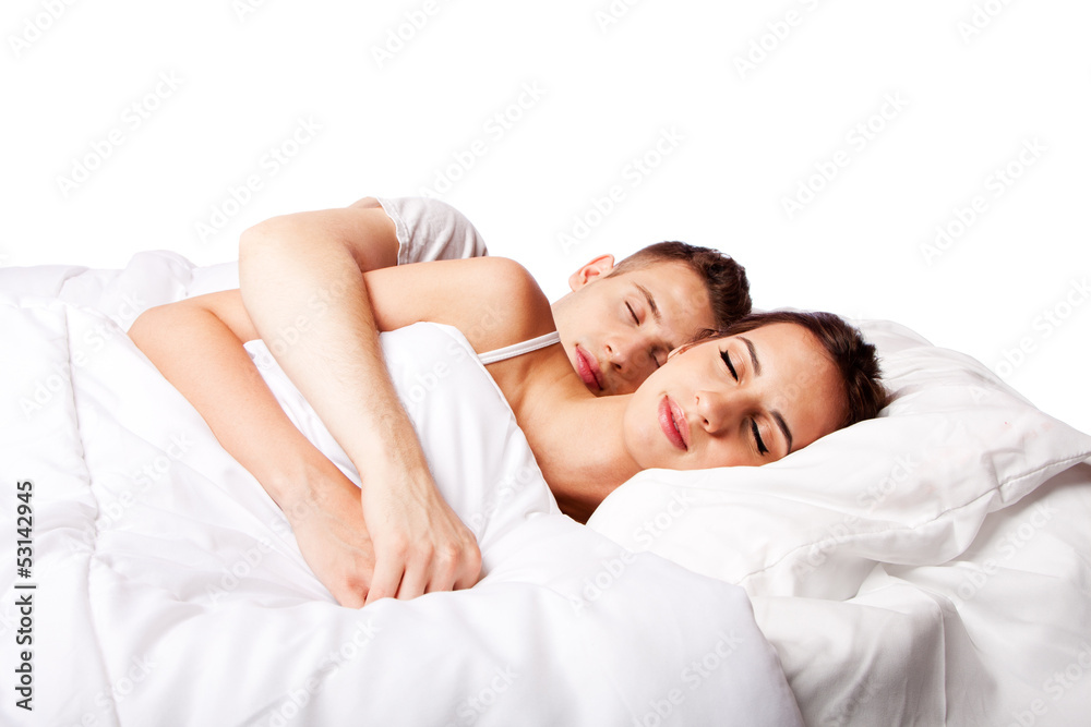 Couple happy asleep in bed Couple happy asleep in bed