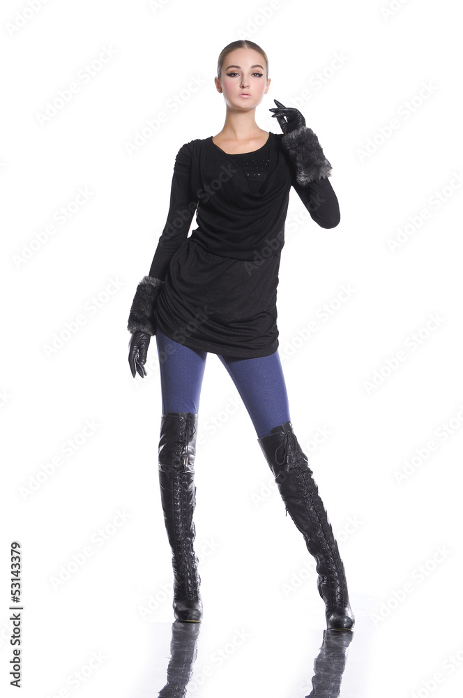 Portrait of a styled professional model-full body Portrait of a styled professional model-full body