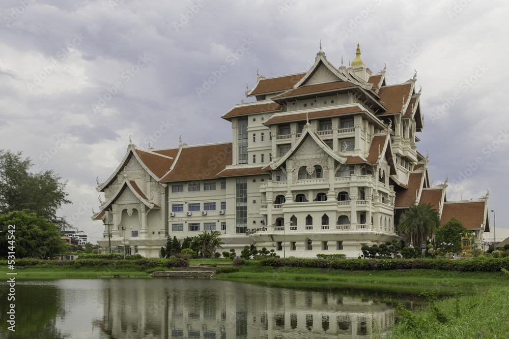 Modern thai building in the public park of Thailand