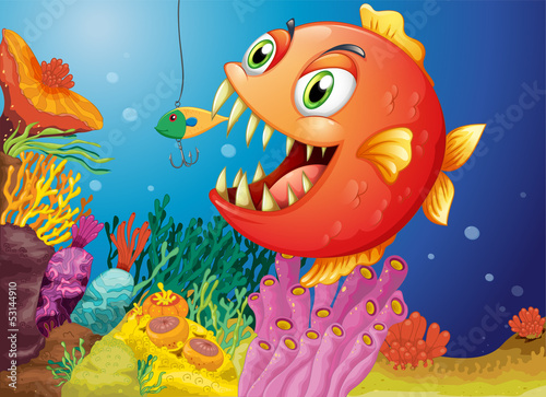 A piranha under the sea