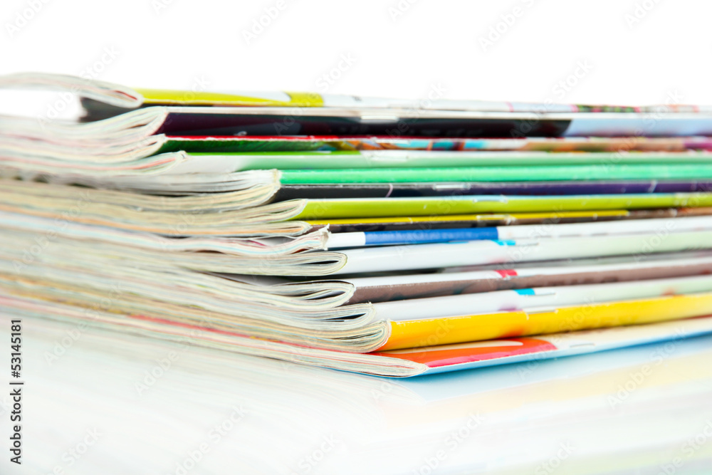 Many magazines isolated on white Many magazines isolated on white