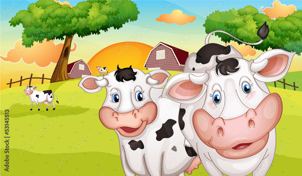 Obraz premium A farm with many cows