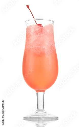 Cherry cocktail with ice isolated on white