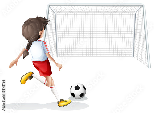 A female football player with a white shirt
