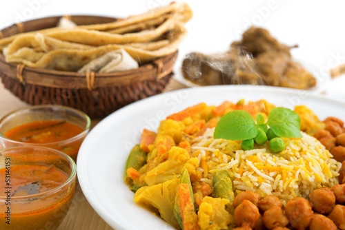 Biryani rice and chapati