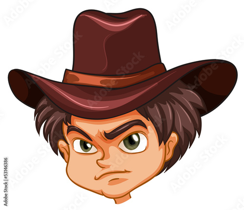 An angry face of a cowboy