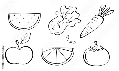 Doodle sets of fruits