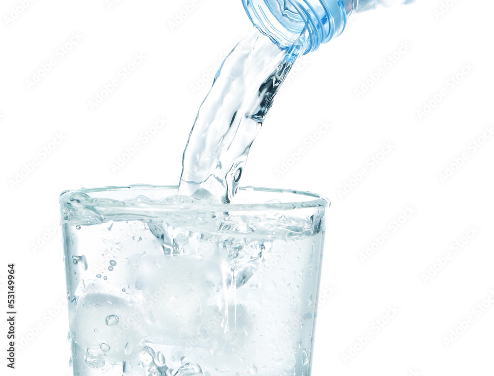 custom made wallpaper toronto digitalIn a glass with ice flowing clean water. On a white background.