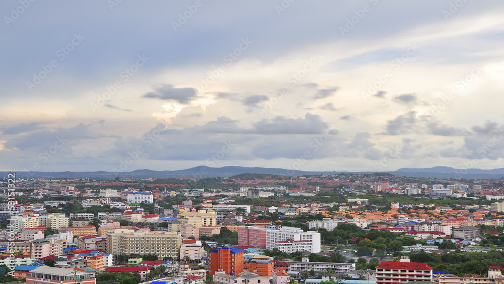 Time lapse of Town with cloud sky - Pattaya town , Thailand