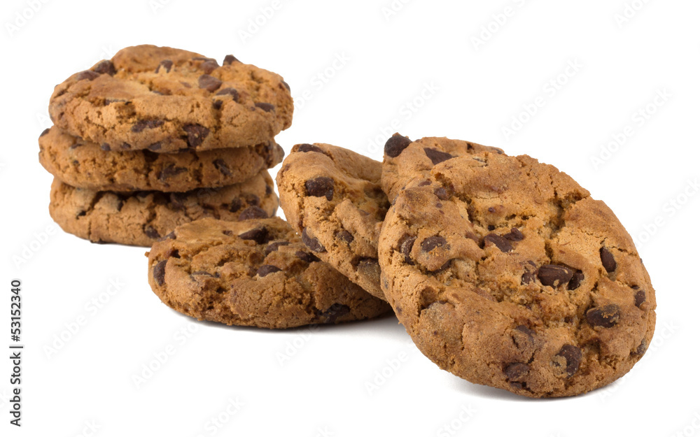 Chocolate pastry cookies isolated on white background Chocolate pastry cookies isolated on white background