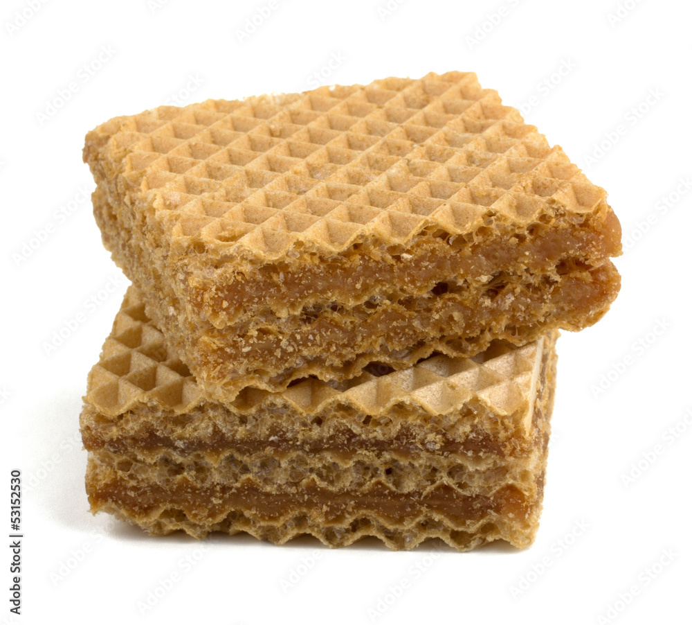 Wafers or honeycomb waffles isolated on white background Wafers or honeycomb waffles isolated on white background