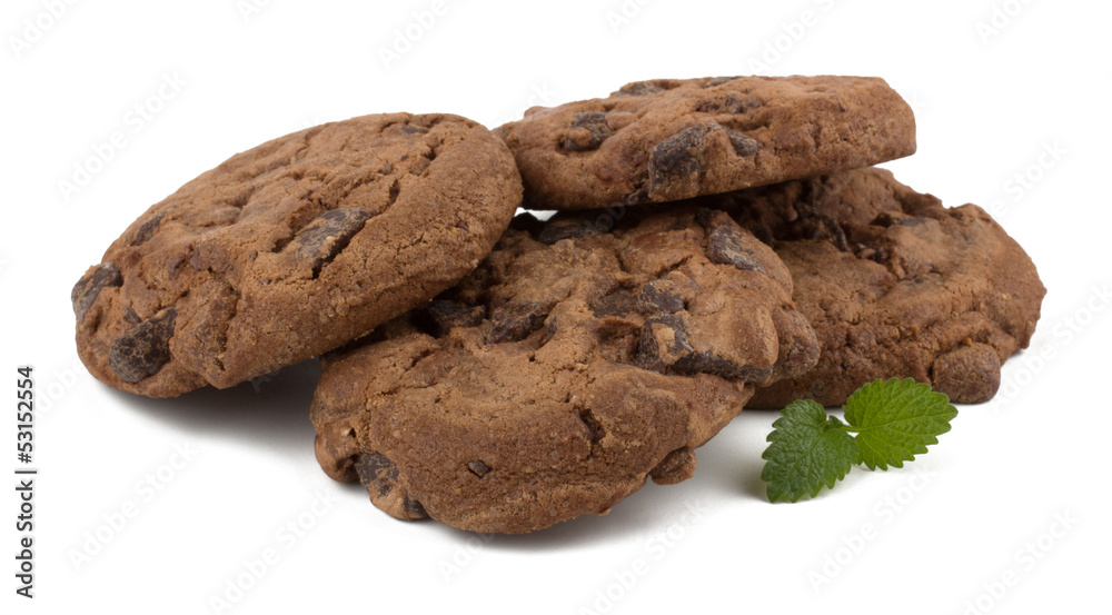 Fototapeta premium Chocolate pastry cookies isolated on white background