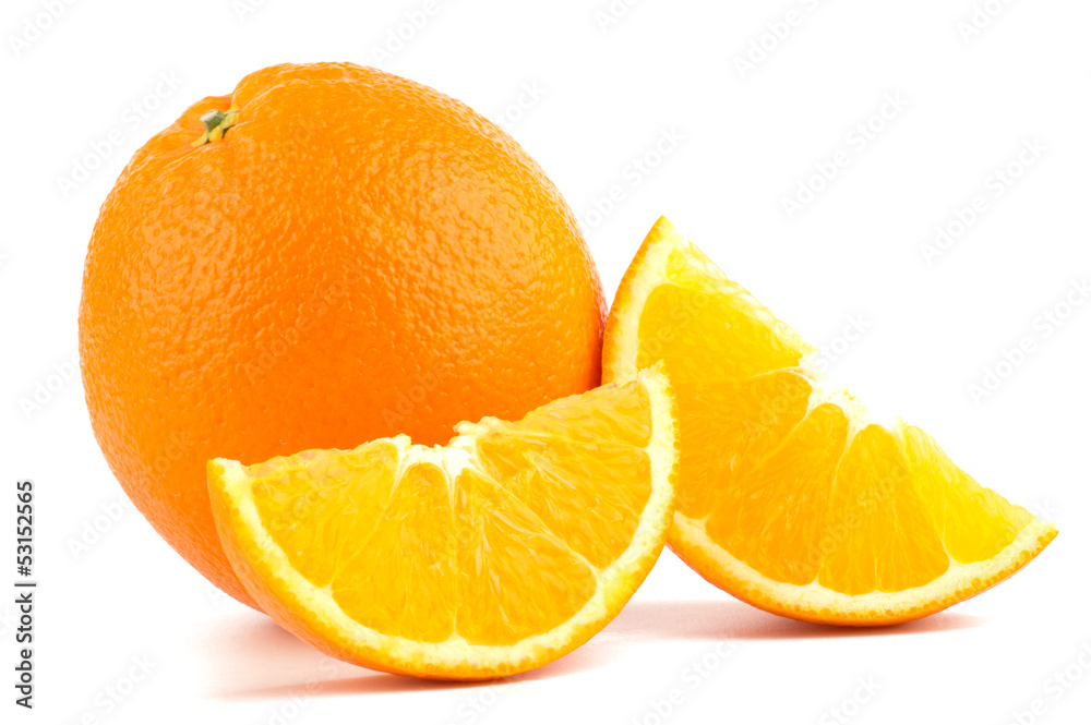 Orange fruit slice on white background Orange fruit slice on white background