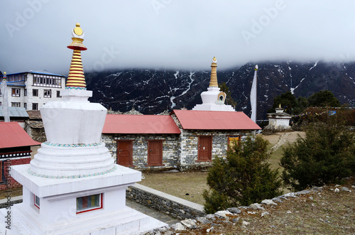 Small stupas in Tengboche buddhist monastery,Nepal