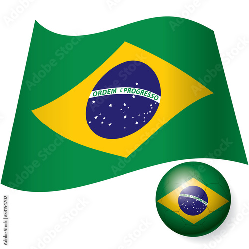 Flag of Brazil with ball vector