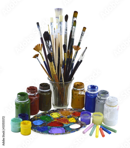 Composition of uses brushes and paint