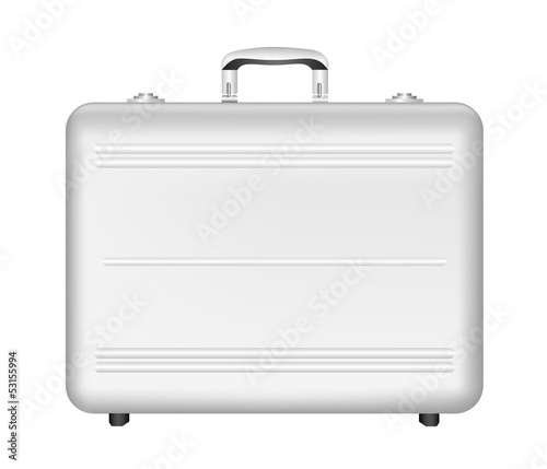 Silver metal briefcase. Vector